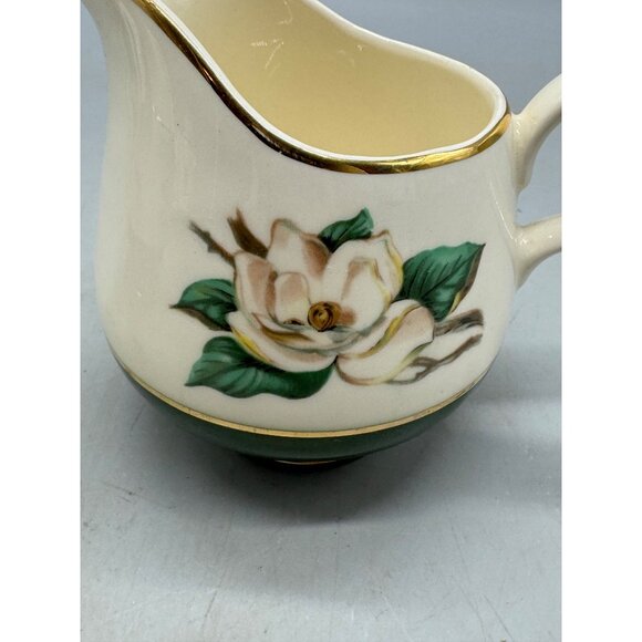 Cavalier Eggshell Porcelain Creamer & Sugar Magnolia Flower Design & Gold READ - Picture 6 of 16